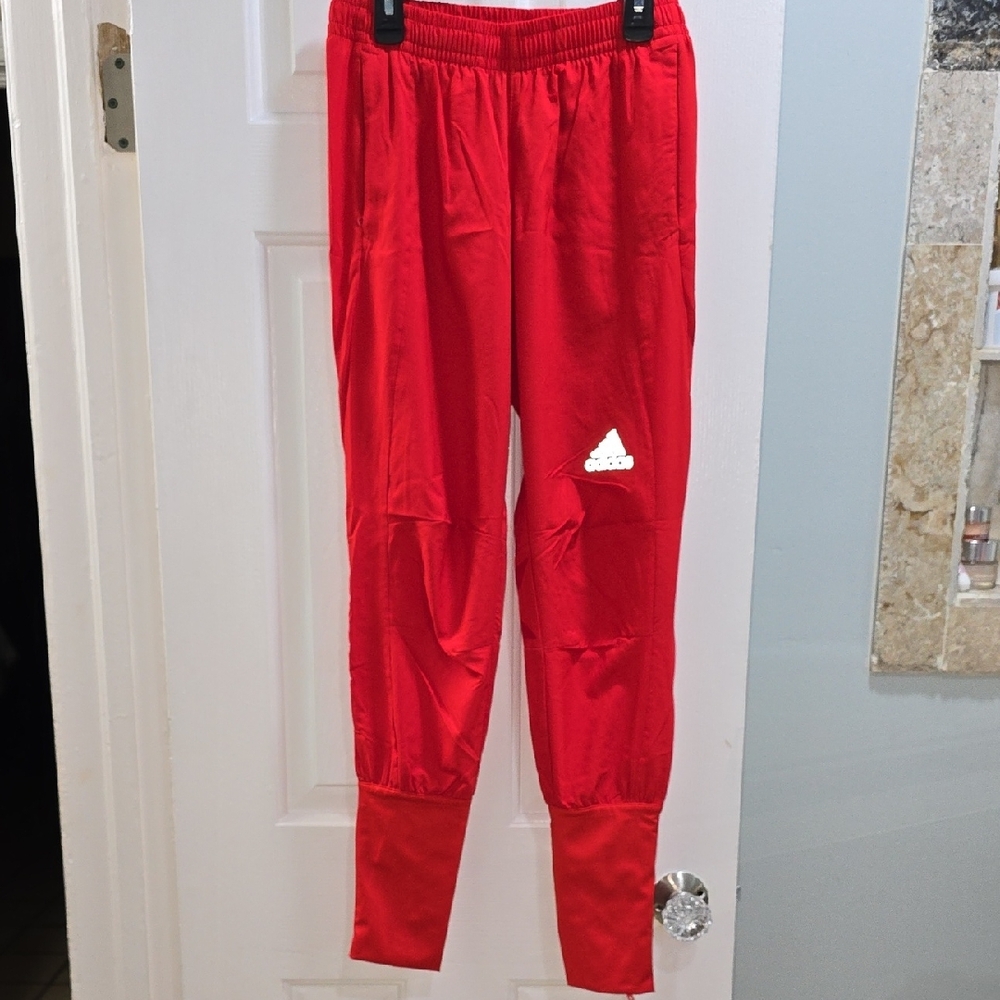 Adidas Red Pants with Tapered Fit and Ankle Cuffs Woman's Size XS - Picture 2 of 14